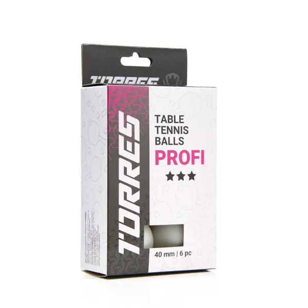 Мяч для наст. тенниса TORRES Profi 3*, TT23012, диам. 40+мм, упак. 6 шт, белый за 338.30 ₽ в Ижевске
