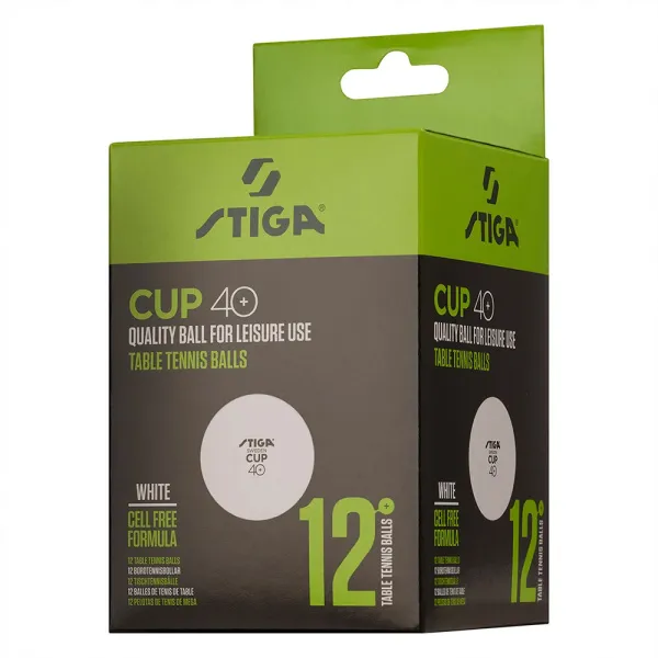 Мяч для наст. тенниса Stiga Cup ABS, 1110-2510-12, диам.40+мм, пластик, упак. 12 шт, белый за 1&nbsp;774.80 ₽ в Ижевске