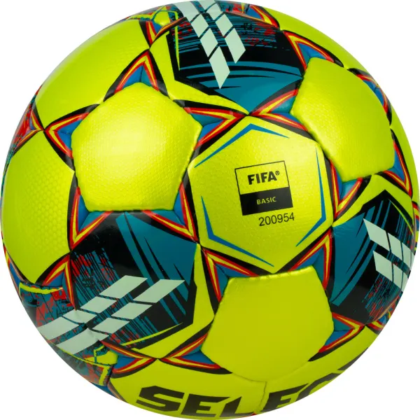 Мяч футзал. SELECT Futsal Mimas, 1053460550, р.4,FIFA Basic, 32 пан, гл.ПУ, руч.сш, жел-сине-красный за 6&nbsp;303.60 ₽ в Ижевске