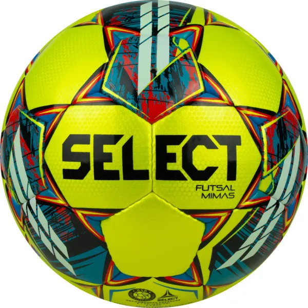 Мяч футзал. SELECT Futsal Mimas, 1053460550, р.4,FIFA Basic, 32 пан, гл.ПУ, руч.сш, жел-сине-красный за 6&nbsp;303.60 ₽ в Ижевске