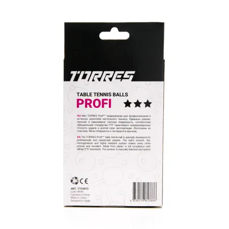 Мяч для наст. тенниса TORRES Profi 3*, TT23012, диам. 40+мм, упак. 6 шт, белый за 338.30 ₽ купить в Ижевске