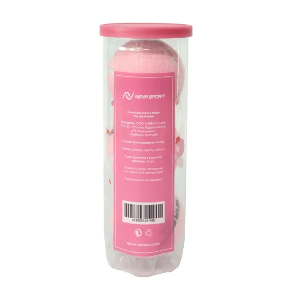 Мяч для падела NS Sakura, UAA2, уп.3 шт, сукно, нат.резина, розовый за 824.50 ₽ в Ижевске