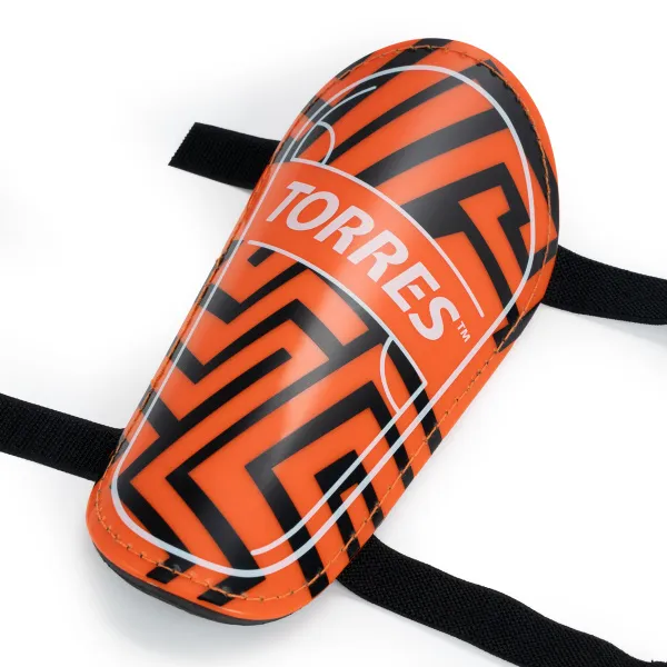 Щитки футбольные TORRES Club, FS2307M, р. M, без голеностопа, две заст. на лип, оранжево-черный