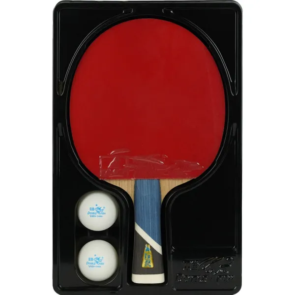 Ракетка для н/т DOUBLE FISH 5A+C, для продвин, ITTF Appr, накл. 2,1 мм, конич. ручка+ 2 мяча V40+мм за 2&nbsp;779.50 ₽ в Ижевске
