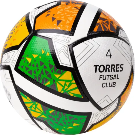 Мяч футзал. TORRES Futsal Club, FS323764, р.4, 10 пан. ПУ, 4 под. сл, гибрид. сш. бело-зел-оранж за 2&nbsp;264.40 ₽ купить в Ижевске