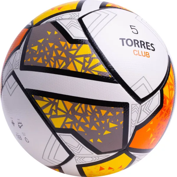 Мяч футб. TORRES Club, F323965, р.5, 10 пан., ПУ, гибрид. сшив, бел-оранж-желт за 2&nbsp;225.30 ₽ в Ижевске